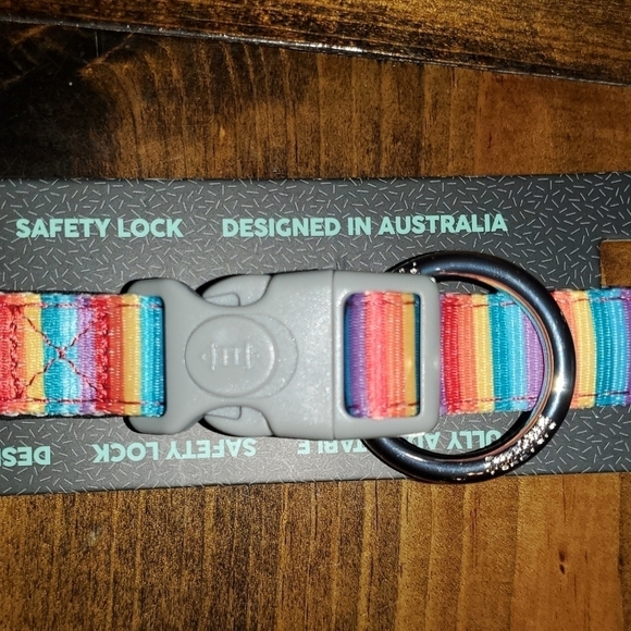 Fuzz Yard Adjustable Rainbow Stripes Dog Collar Medium New - Picture 3 of 8